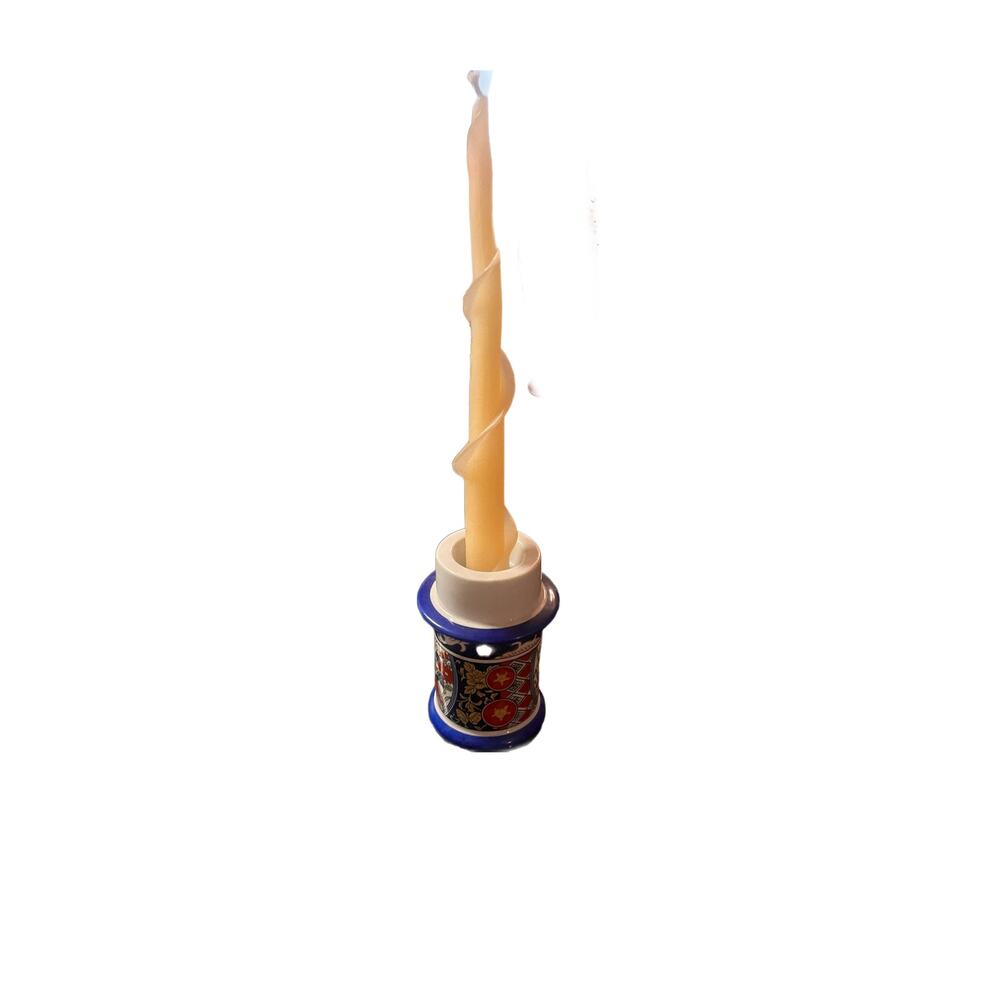 Charming Vintage Ceramic Multicolor Spiral Taper Candle Holder